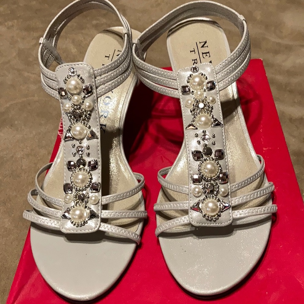 Gorgeous silver heel sandals size 8.5